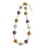 Naszyjniki wiszące Minar moda słodko kolor szklany serce perłowaty naszyjnik z koralikami dla kobiet ins geometryczne dławiki naszyjniki