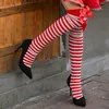 Dames sokken kerstkous bowknot aardbei sexy hoge knie panty kousen panty dames kleuren zebra patroon