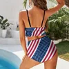 Swimwear féminin Sexy États-Unis de Bikini drapeau américain Set Stars Stars Imprimé Swimsuit High Taist Élégant Fitness Bikinis féminin