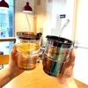 Кофейные горшки 13 унций/400 мл тумблера бутылка для бутылки с запечатанными запечатанными чашками с соломенной крышкой с толстой стеной Стеклянная стакана стакана янтарь для чайного сока для чая со льдом