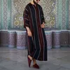 Ubranie etniczne muzułmańskie jubba thobe ubranie męskie bluza z kapturem Ramadan Spring Autumn Abaya Dubai Trkiye Islamskie odzież Męskie luźne Stripel2405