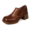 Chaussures habillées femmes cm talons hauts authentiques en cuir smallhut 2024 printemps noir marron carré talon talon élégant dame rond