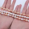 Chains Wholesale 8-9mm Natural White Pink Color Freshwater Pearl Strand Edison Loose Pearls With Tail String For Jewelry Making