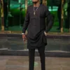 African Traditional Outfit Dashiki Black O-neck Elegant Mens Wear 2PC Luxury Brand Clothing Full Pants Set Mens Wear 240511