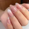 Falsi chiodi 24pcs lunghi mandorle semplici gradiente francese scintillio cristallo su nials rimovibili a punta di unghie fai -da -te manicure fai -da -te