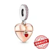 925 Sterling Silver Fit Pandoras Charms Bransoletka Koraliki Charm Rose Gold Heart Charm Bead