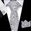 مجموعة ربطة عنق مجموعة من الحرير المصمم نحيف الفضة الرمادية رمادي جيب مربع منديل الفراشة ربطة عنق الربط مجموعة الكثير