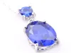 Luckyshine 12 piecelot Wedding Jewelry Swiss Blue Topaz Oval Gemstone 925 Silver Necklaces For Women PendantsChain NEW5563070