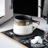 Mugs Japanese Retro Ceramic Coffee Cup Simple Household Stoare Afternoon Tea Breakfast Dessert Mug Modern Couple Garland Latte