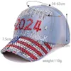 Кэп Трамп Diamond 2024 Случайный бейсбольный спорт. Регулируемая хлопковая шляпа шляпы 9 стиль 0424 с.