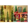 Dekorativa figurer Små julgran med ljus 4 storlekar bordsdekor perfekt för semester inomhusdekorationer