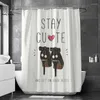 Douchegordijnen 3d Franse meisjes Hoge hakken foto's Aangepaste eenvoudige achtergrond badkamer waterdichte partitie decoratie met haken