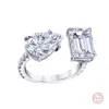 Heiße neue 925 Sterling Silber Birne Schnitt Emerald Cut Simulierte Diamanthochzeitsfeier Vintage Open Ring Feiner Schmuck Weihnachtsgeschenke Großhandel Großhandel