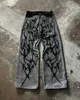 Męskie dżinsy modyczne spodni o wysokiej stawce surowe krawędź umyć mężczyźni luźne ropie i amerykańskie proste spodnie z szerokimi g-G-G H240508