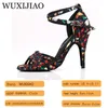 Dansschoenen wuxijiao moderne bloemen doek salsa vrouwen eenvoudige stijl meisjes latin balroom soft bottom bodem