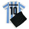 1994 Argentine Kid Kit Soccer Jerseys 1986 Batistuta Maradona Home Away Blue White Football Shirts Courtes uniformes à manches courtes