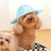 Hundkläder husdjur strå hat trädgård sol hink färgglada med elastisk hak remsladd design multipla användningsartiklar