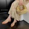 Kleding schoenen dames sandalen smal band retro dames zomer goud bruin romeinse stijl vintage gladiator op med hiel 3 cm