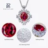 Chaînes Colasse de fleurs de luxe Collier de pendentif rubis synthétique 925 Bijoux fin aux femmes en argent sterling en argent sterling pour femmes