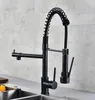 Robinets de cuisine dqok zwart geborsteld lete track down lavabre kraan chaud koud water mixer tap met double uitloop pont gemonteerd