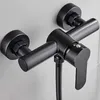 Kitchen Faucets Bathroom Shower Triple Bathtub Faucet And Cold Water Mixer Valve Black 304 Stainless Steel Wall Mounted Mixing