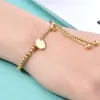 Ins guldpläterad ny rostfritt stål enkel mode hängtag justerbar kulpärla personlighet armband för kvinnor