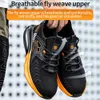 Autumn Mens Safety Shoes Orange Air Cushion Steel Toe Sports Black For Men Antismashing Industrial 240511