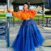 Skirts Floor Length Tulle Puffy A Line Ruffled Tiered Long Party Skirt Hi Waist Lush Mesh Maxi Women Casual