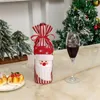 Décorations de Noël Verres à vin sans tige extérieures Bouteille de couverture de bouteille Sacs-cadeaux Santa Snowman Covers avec cordon