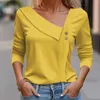Women's Blouses Asymmetrische nektoppen voor vrouwen met lange mouwen knop keklust v 2024 modewerk casual geklede shirts