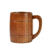 Tasses 1pc bière en bois faite à la main 11 oz tasse naturelle en bois brun naturel avec poignée de café au café