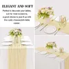 Table Cloth 6Pcs Gauze Cloths European Decorative Ruffled Runners For Wedding Party Decorations Easy To Use (Creamy-White)