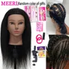 Mannequin Heads African manikin head 100% real hair shape hairdresser training doll dyeing cutting weaving practice Q240510