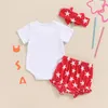 Комплект одежды для маленьких девочек летняя одежда 4 июля наряд наряд письма с коротки