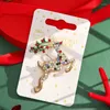 Brooches Shine Xmas Deer Crystal Brooch FOR Women Jewelry Pins Cute Butterfly Kitten Frog Bird Office Party Wedding Gift Accessories