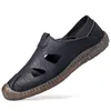 Casual Shoes Summer Men's Soft Leather Hollowed Out Beef Senon Sole Cave Breattable Loafers D128