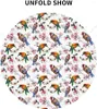 Tableau d'oiseaux en tissu rond Polyester aquarelle à floral