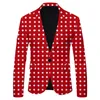 Çizgili Erkek Blazer Takım Polka Dot Leopar Baskı Gündelik İngiliz Moda İnce Fit Ceket Takım Erkek Ceket Sokak Giyim 240507