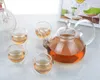Tee -Sets 1x Clear Glass Tee Set -830 ml Hitzebeständige Teekannendeckel 4x 80 ml Doppelwandbecher