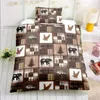 Define uma série de roupas de cama de estilo retrô rústico Conjunto de impressão de animais de animal confortável capa de edredão para quarto 1 2 travesseiro