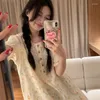 Frauen Nachteile Blumen Nachthemen Frauen Korean Button Sommer ein Stück Pyjamas Kleider Kurzarm Nacht Schlaf Rüste Zuhause 2024