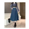 Skirts Irregular Denim Skirt Women's Light Blue High Waisted A-line Umbrella