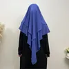 Vêtements ethniques Deux couches de Khimar Femmes musulmanes Hijab Ramadan Garment Abayas Eid Hijabs Islamic Tie Back Niqab