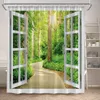 Shower Curtains Forest Landscape White Window Spring Rustic Plants Nature Scenery Bathroom Curtain Polyester Fabric Home Decor