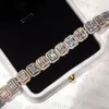 Coutom Hip Hop Jewelry 10K Gold /S Sier Iced Out Clustered Bagutte Cut VVS Moissanite Diamond Chain Tennis Bracelet