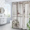 Duschvorhänge Vintage alte Holztür ländliche rustikale Scheune Farm Dekor Stoff Bad Vorhang Badezimmer Produkte Badewanne Bildschirme
