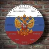 壁の時計ロシア語の数字ダブルヘッドイーグル印刷時計の腕のコートロシア静かなスイープクォーツゼガーサイエニーウォッチ