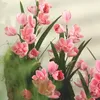 Fiori decorativi Coffee Shop decorazione artificiale Stampa 3D rami di cymbidium Fino Flower Green Plants Simulation