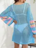 Женские пляжные прикрытие контрастного цвета прозрачное летнее купальное покрытие купания купание костюмы