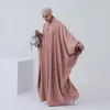 Vêtements ethniques Solid Mock Neck Kaftan Abaya Modest Batwing Sleeve Maxi Dress Islam Muslim Caftan Robe Longue Turkish Fashion